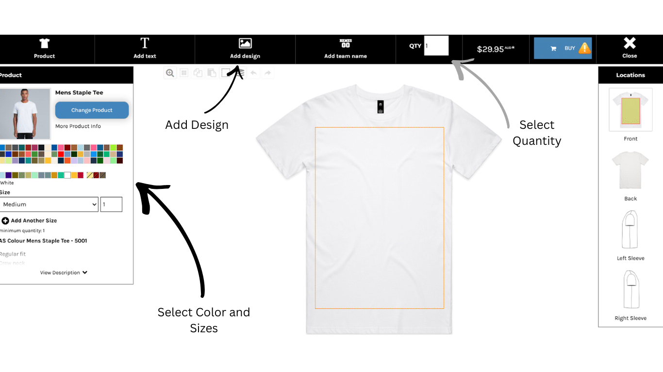 Select Your Garment & Quantity = 1 