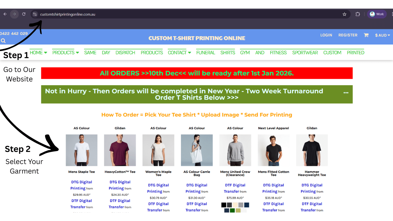Select Your Garment & Quantity