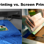 DTG vs screen printing on cotton and blended T-shirts in Brisbane showing detailed artwork and bold logo designs